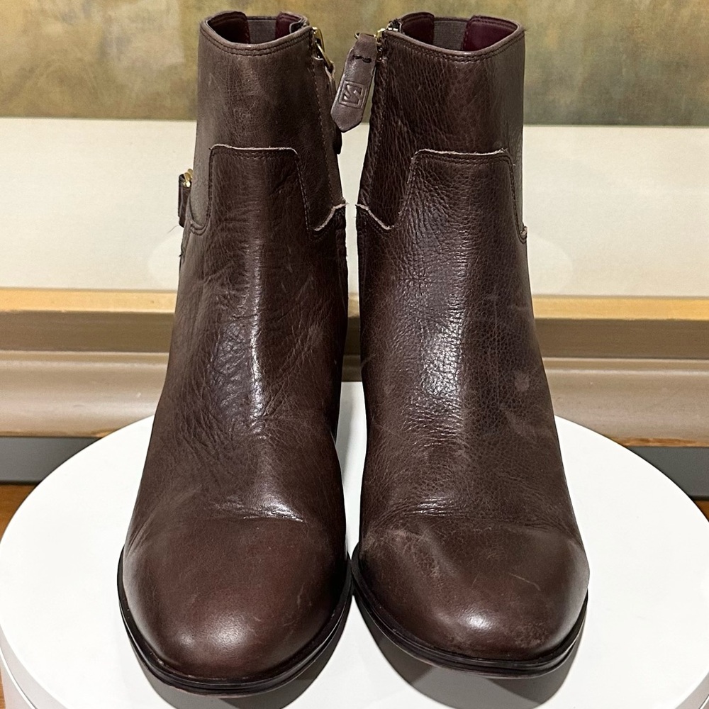 🌸SARTO by FRANCO SARTO 🌸 Brown Leather Round Toe Ankle Bootie Size: 8.5 - Picture 5 of 16